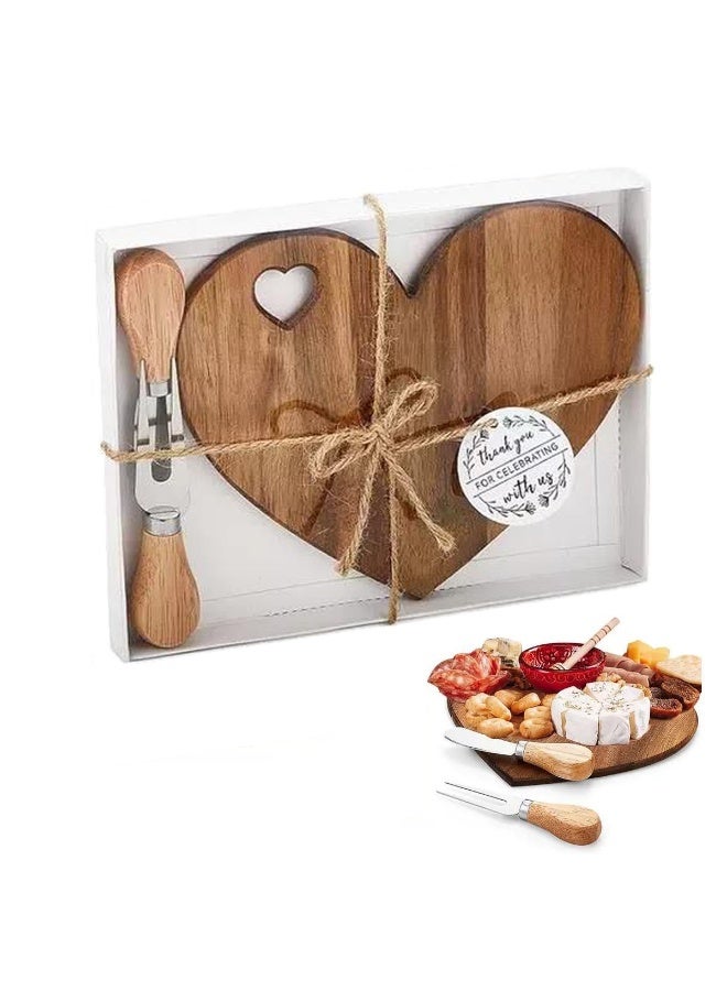 Home Smart Acacia Wood Cheese Board Heart Shaped cheese board with Utensils and Gift Packing Ideal for Food Serving and Perfect addition in your Kitchen. - Image 1
